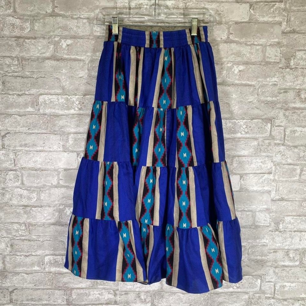 Vintage southwestern boho multi-coloured midi skirt size small